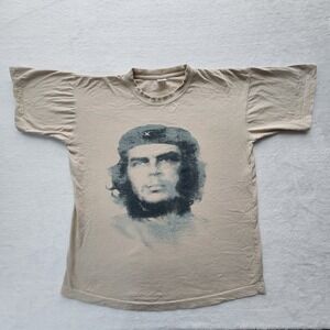 Fondo Cubano Che Guevara Graphic T-Shirt Mens L Beige Tan Cotton Short Sleeve